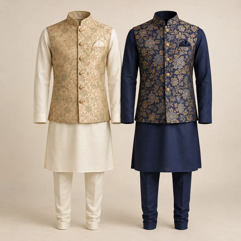 Brocade and Chanderi Nehru jackets