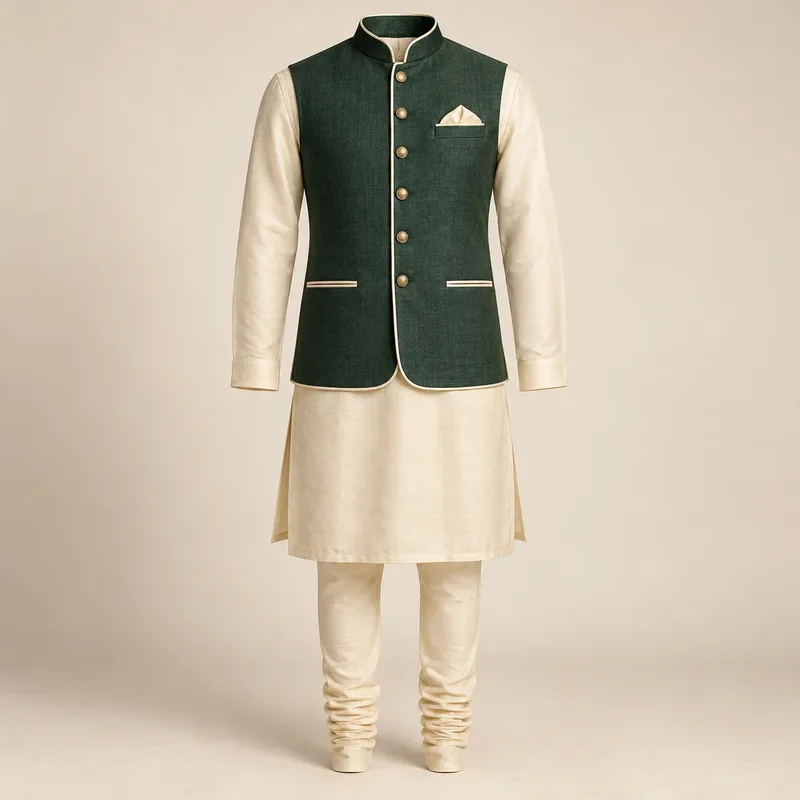 Contrast-piped Nehru jackets