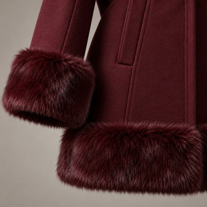 Faux-fur cuffs and hems