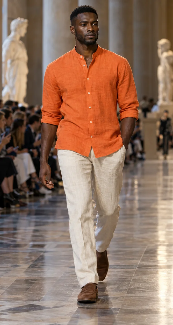 Grandad collar linen shirts