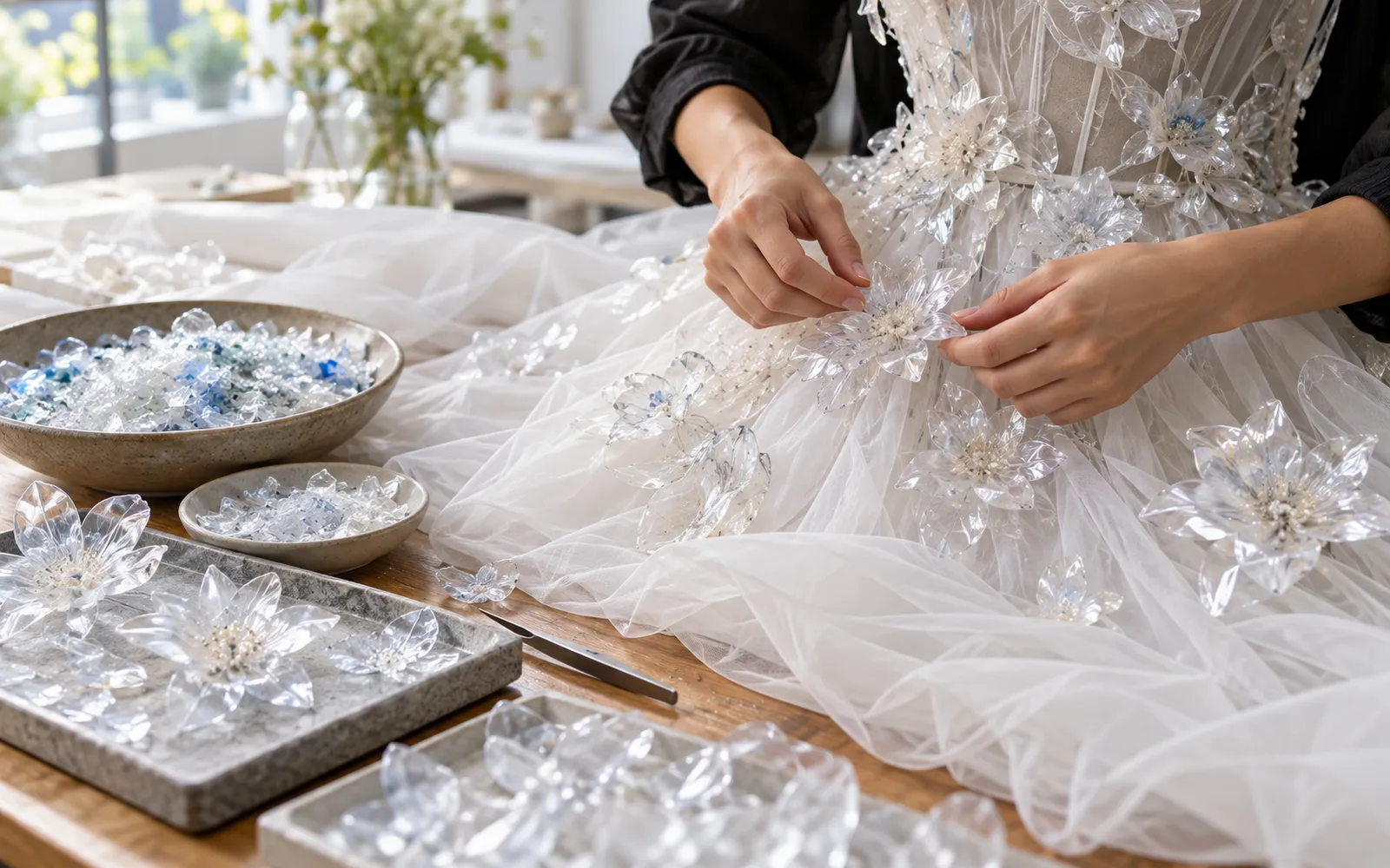 Recycled-plastic embellishment
