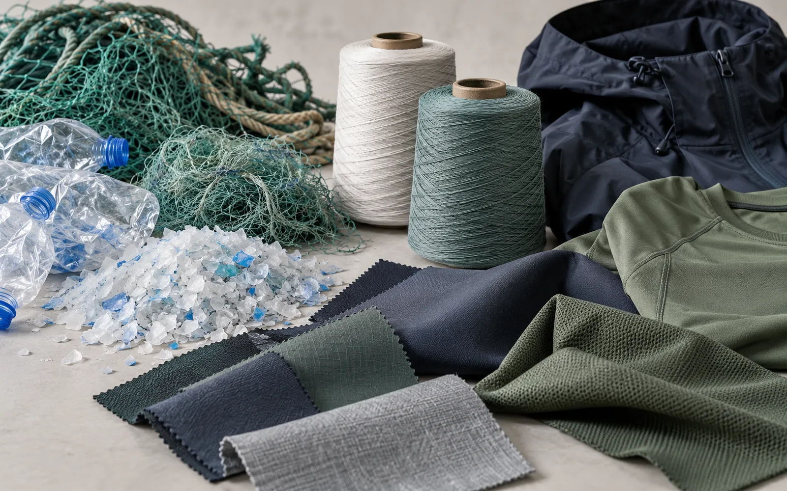 Recycled polyester and nylon