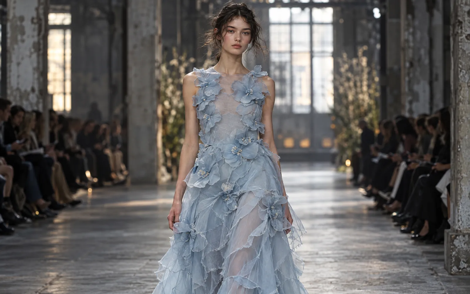 London Organza flowers and loose threads
