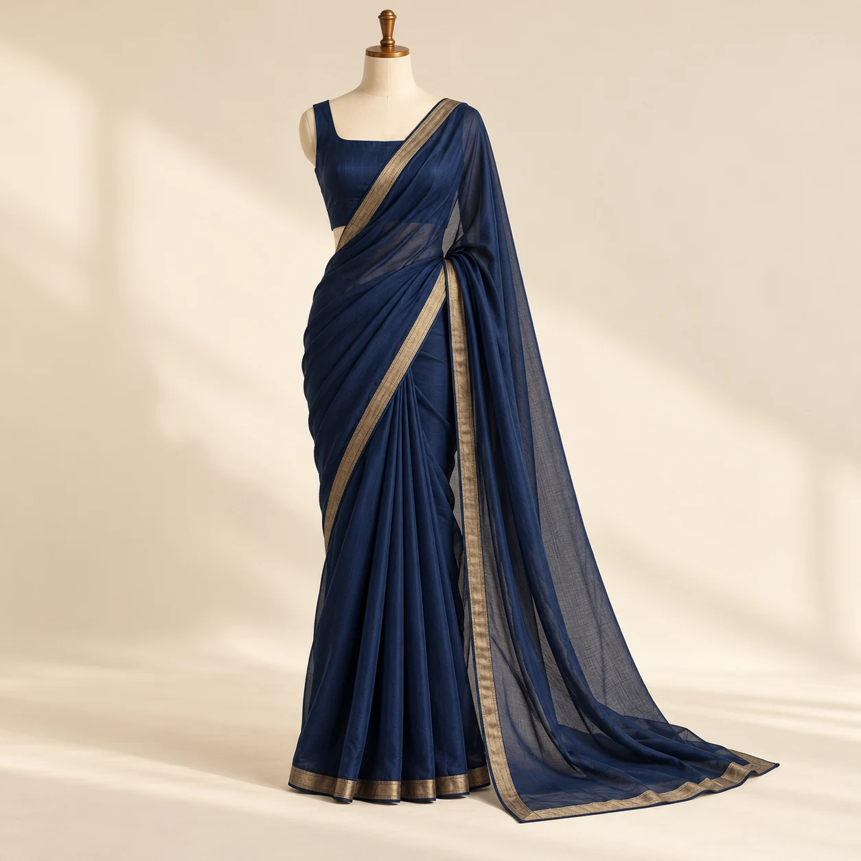 Fluid narrow-border evening saree — New AI-generated Forecut concept
