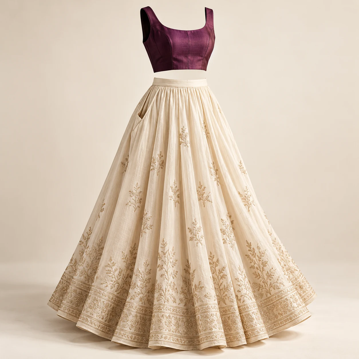 Pocketed wedding-guest skirt — New AI-generated Forecut concept
