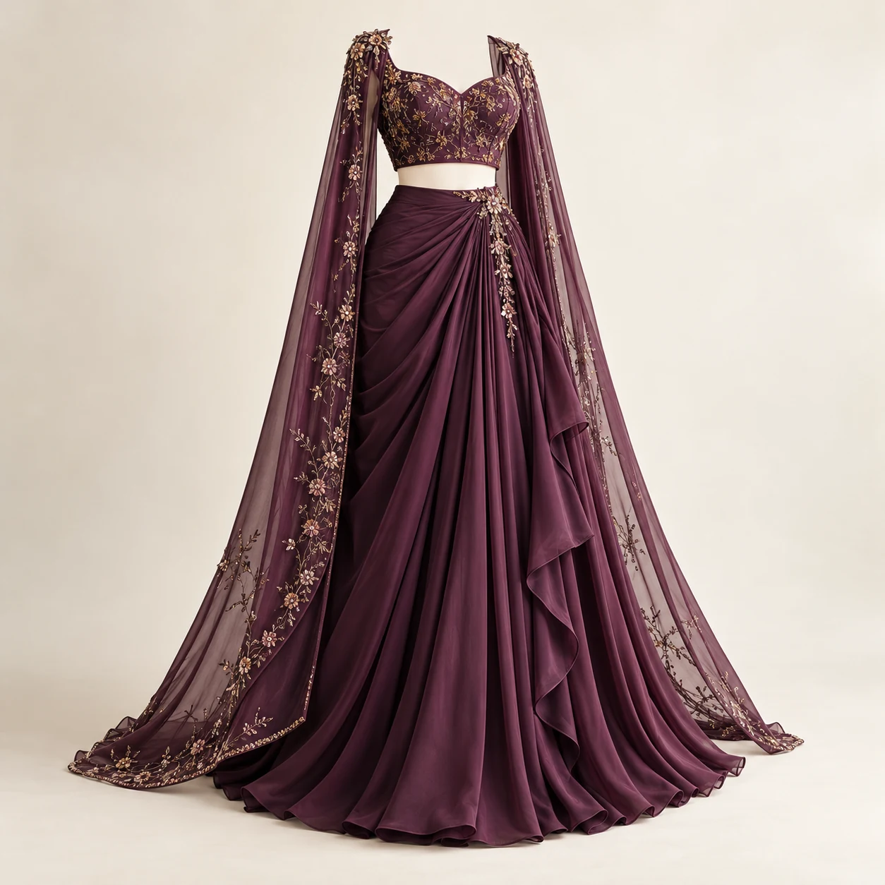 Reconfigurable draped skirt and cape — New AI-generated Forecut concept