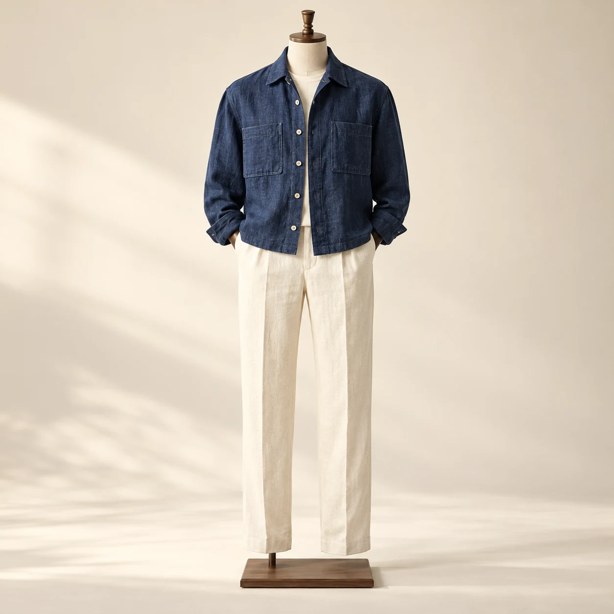 Short indigo linen overshirt — New AI-generated Forecut concept