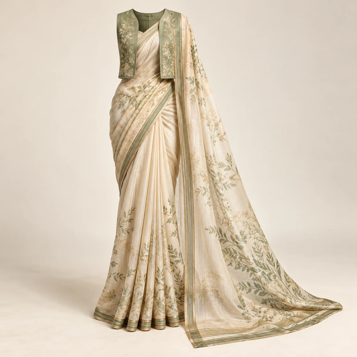 Fluid saree with an independent soft vest — New AI-generated Forecut concept