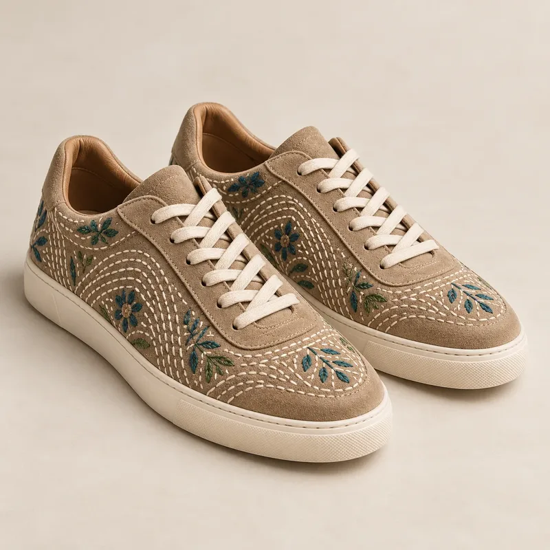 Kantha-embroidered sneakers