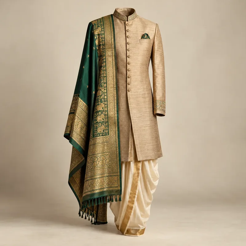 Tussar and Kanjeevaram menswear — Forecut design reference